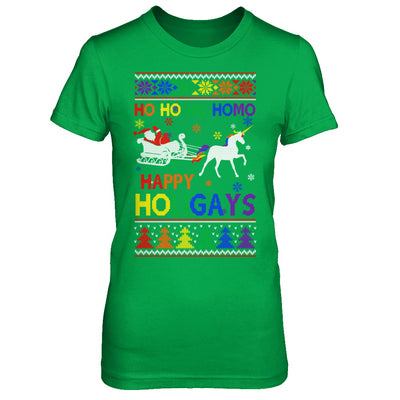Ho Ho Ho Santa Riding Unicorrn Happy Holigays LGBT T-Shirt & Sweatshirt | Teecentury.com