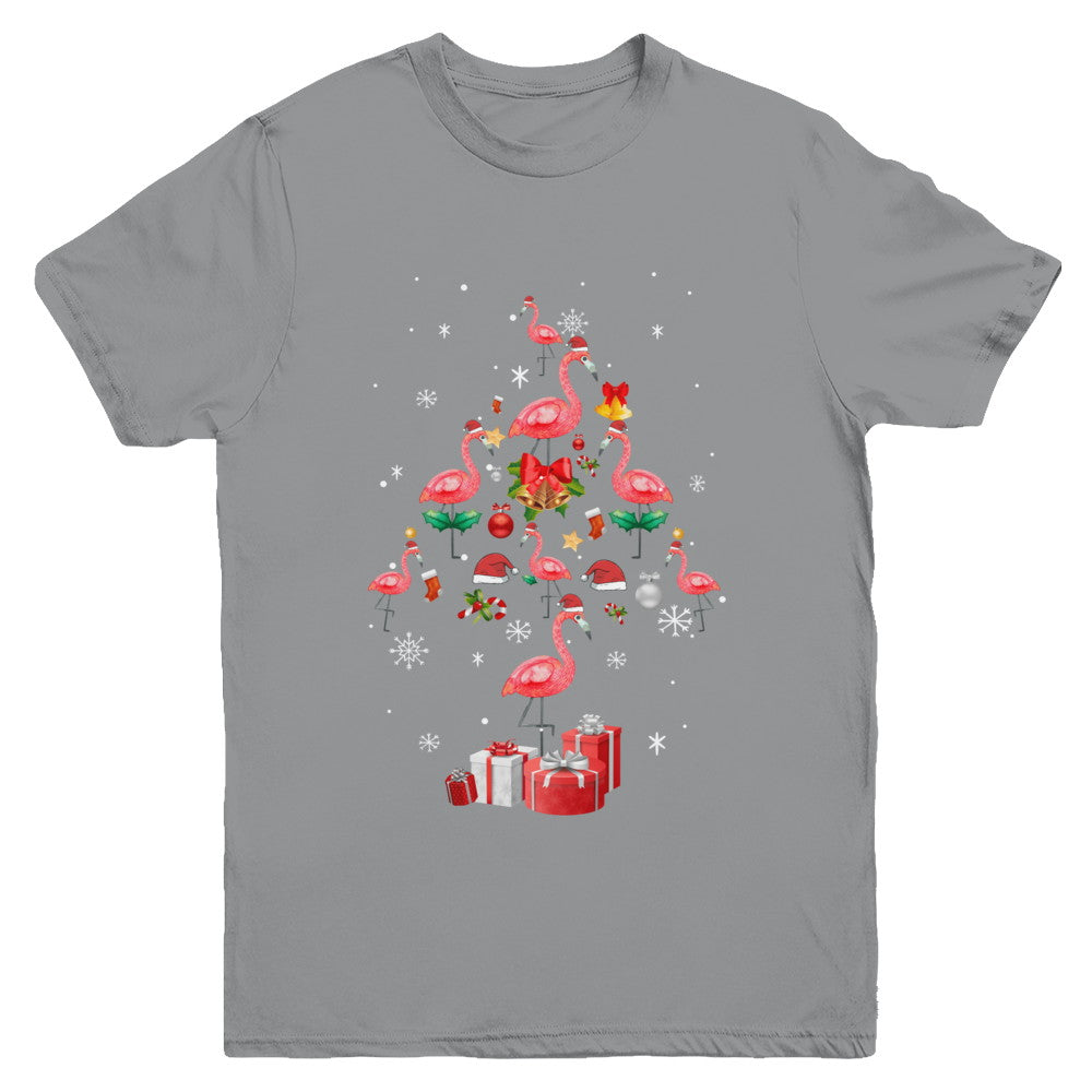 Santa Flamingo Christmas Tree Gift Youth Youth Shirt | Teecentury.com