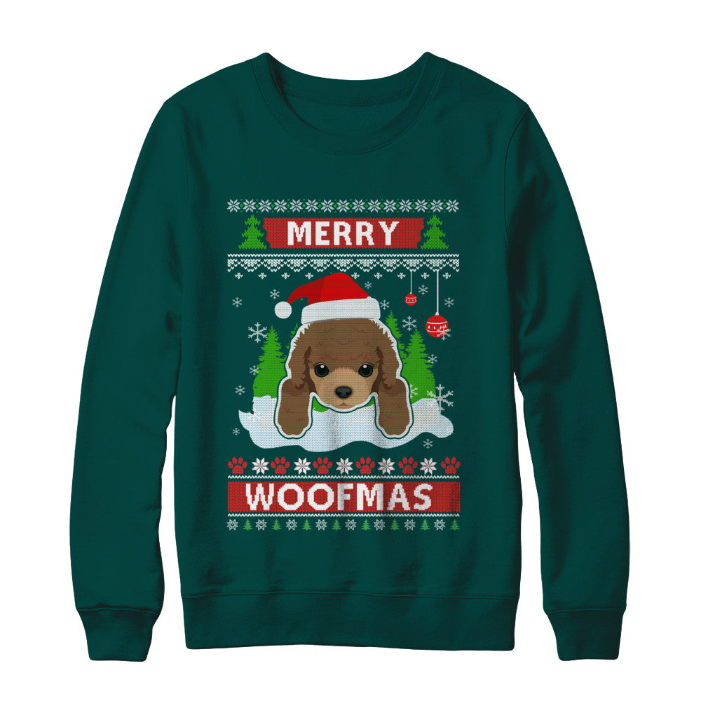Poodle Merry Woofmas Ugly Christmas Sweater T-Shirt & Sweatshirt | Teecentury.com