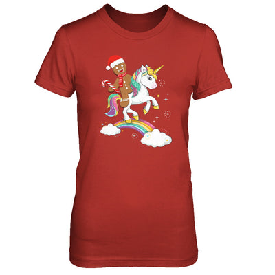 Gingerbread Man Riding A Unicorn Christmas Xmas Gift T-Shirt & Sweatshirt | Teecentury.com