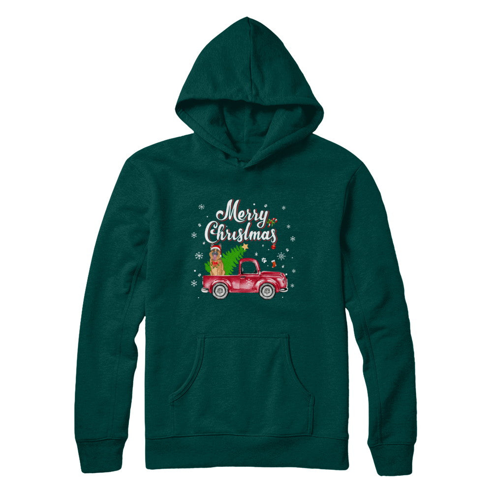 German Shepherd Rides Red Truck Christmas Pajama T-Shirt & Sweatshirt | Teecentury.com