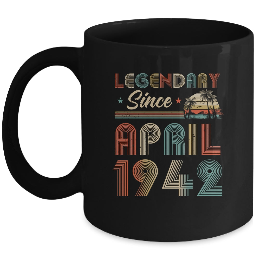 80th Birthday 80 Years Old Legendary Since April 1942 Mug Coffee Mug | Teecentury.com