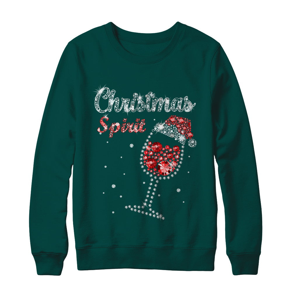 Diamond Christmas Spirit Santa Hat Wine Glass T-Shirt & Sweatshirt | Teecentury.com