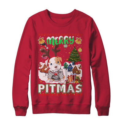 Cute Pitbull Christmas Merry Pigmas Ugly Sweater Christmas T-Shirt & Sweatshirt | Teecentury.com