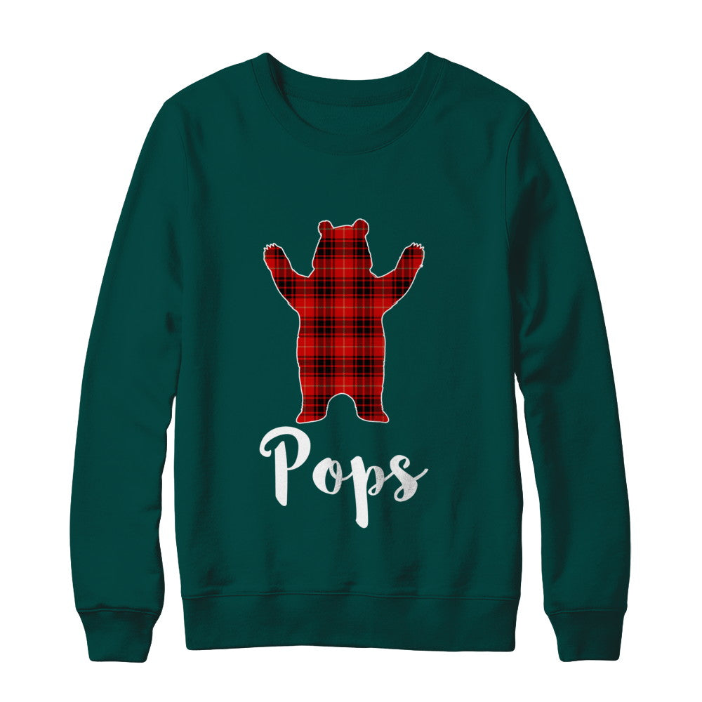 Red Pops Bear Buffalo Plaid Family Christmas Pajamas T-Shirt & Sweatshirt | Teecentury.com