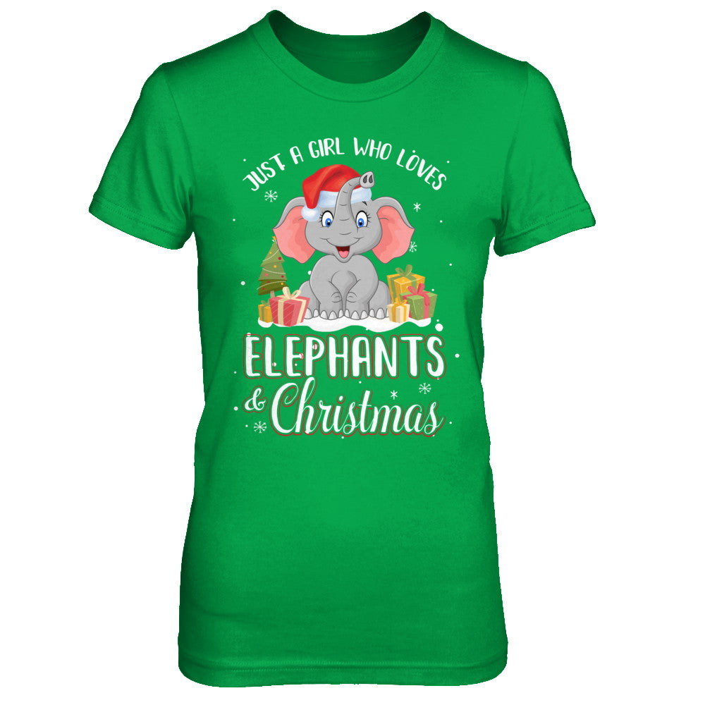 Just A Girl Who Loves Elephants And Christmas T-Shirt & Sweatshirt | Teecentury.com