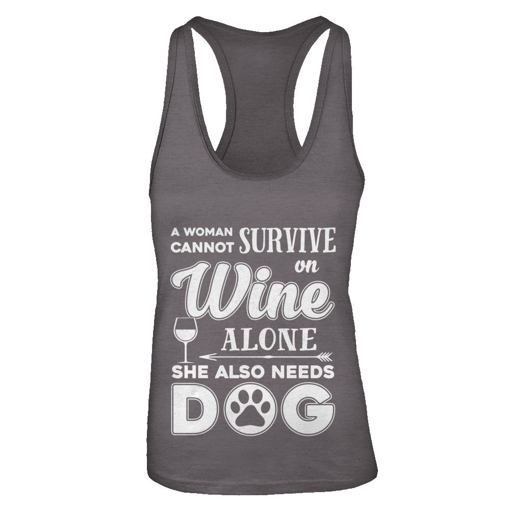 A Woman Cannot Survive On Wine Alone Need Cat T-Shirt & Tank Top | Teecentury.com