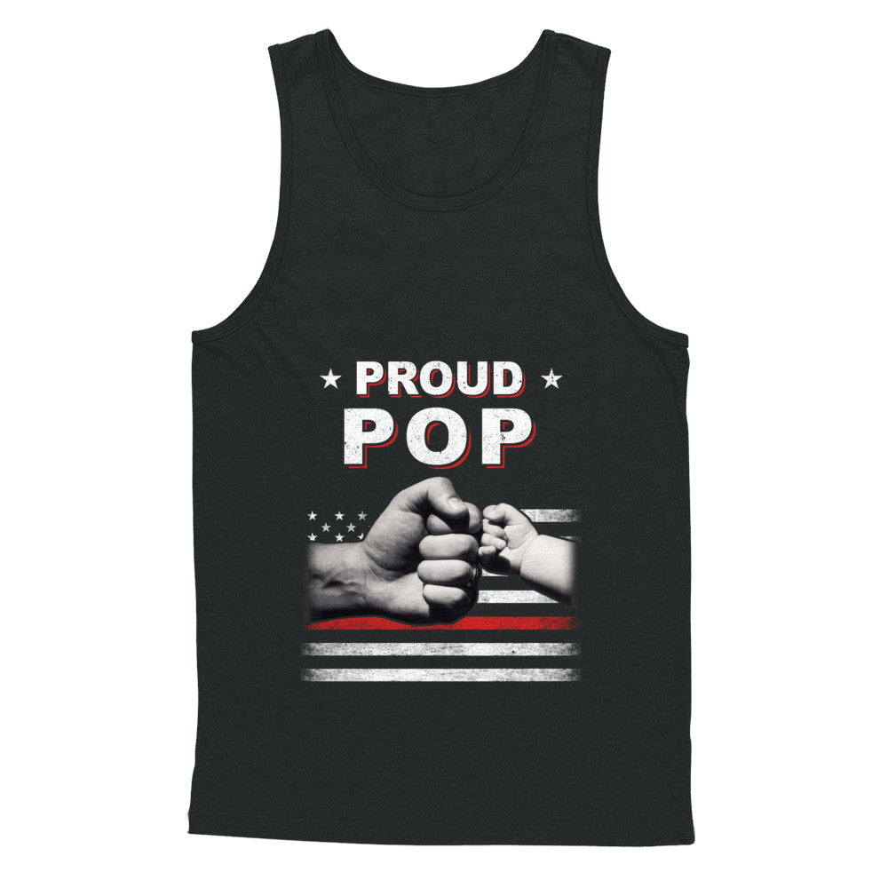 Proud Pop Fireman Firefighter Thin Red Line Flag Fathers Day T-Shirt & Hoodie | Teecentury.com