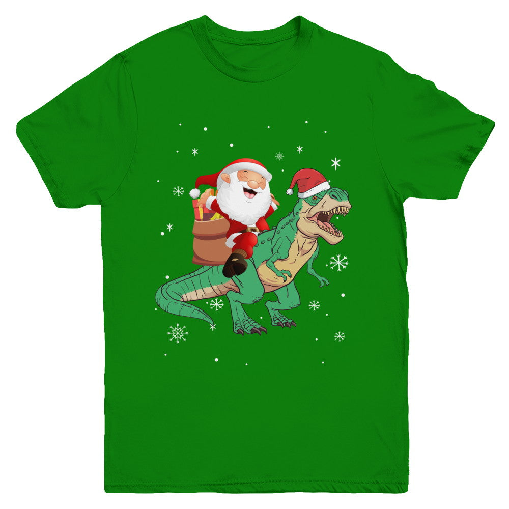 Christmas Santa Kids Dinosaur T-Rex For Boys Kids Youth Youth Shirt | Teecentury.com