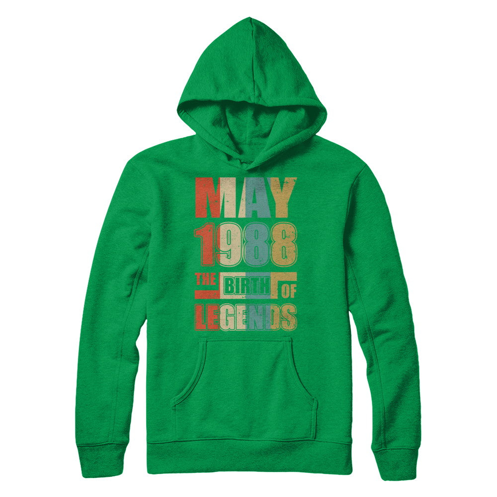Vintage Retro May 1988 Birth Of Legends 34th Birthday T-Shirt & Hoodie | Teecentury.com