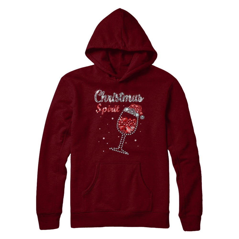 Diamond Christmas Spirit Santa Hat Wine Glass T-Shirt & Sweatshirt | Teecentury.com