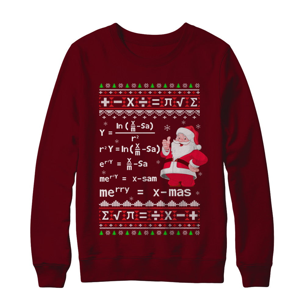 Funny Merry Xmas In Math Ugly Christmas Sweater T-Shirt & Sweatshirt | Teecentury.com