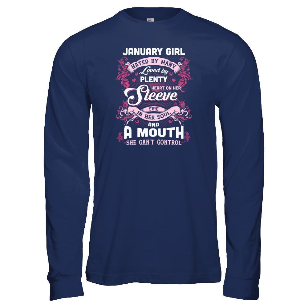 January Girl Hated By Many Loved By Plenty Heart On Her Sleeve T-Shirt & Tank Top | Teecentury.com