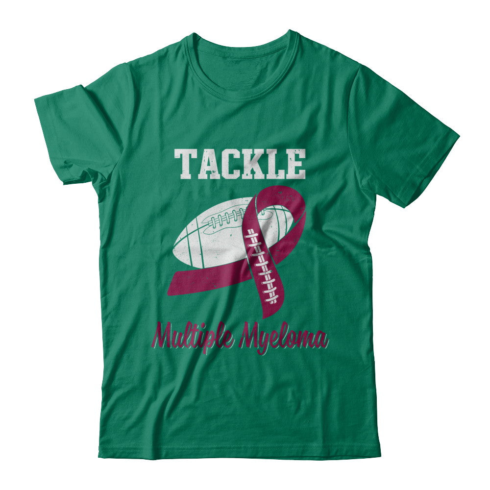 Football Survivor Tackle Burgundy Multiple Myeloma Awareness T-Shirt & Hoodie | Teecentury.com