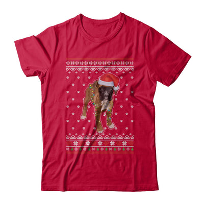 Boxer Christmas Ugly Sweater Lights Dog Xmas Gift T-Shirt & Sweatshirt | Teecentury.com