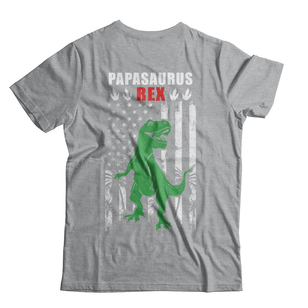 PapaSaurus Papa Dinosaur Rex American Flag Fathers Day T-Shirt & Hoodie | Teecentury.com