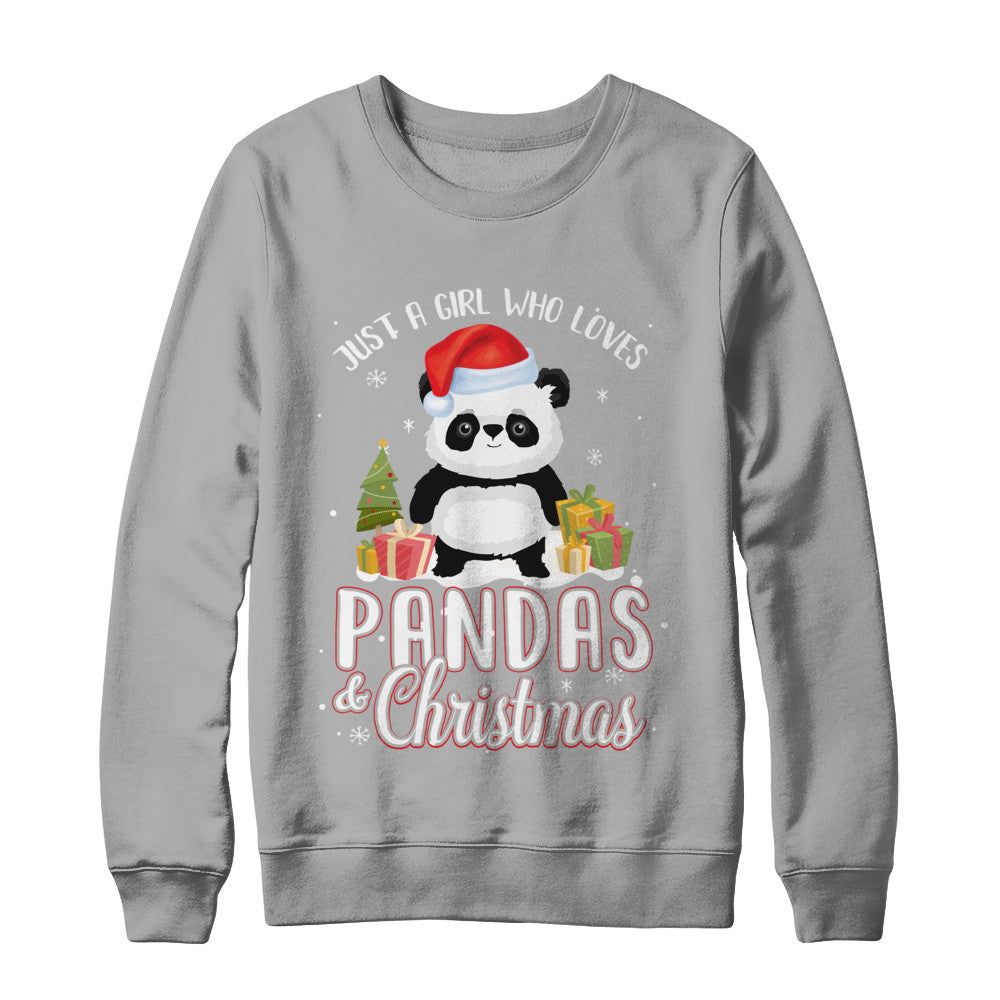 Just A Girl Who Loves Pandas And Christmas T-Shirt & Sweatshirt | Teecentury.com