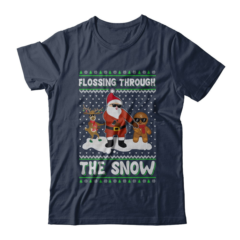 Flossing Through The Snow Santa Ugly Christmas Sweater T-Shirt & Sweatshirt | Teecentury.com
