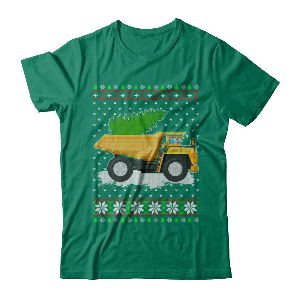 Yellow Dump Truck Trucker Ugly Christmas Sweater T-Shirt & Sweatshirt | Teecentury.com