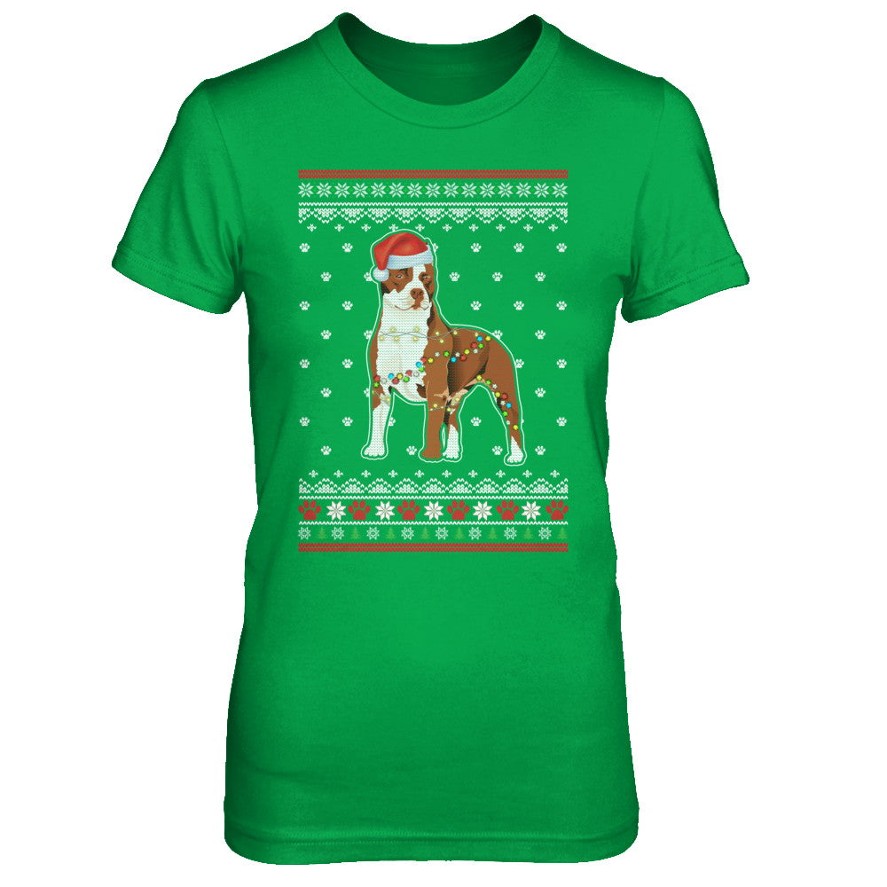 Pitbull Christmas Ugly Sweater Lights Dog Xmas Gift T-Shirt & Sweatshirt | Teecentury.com