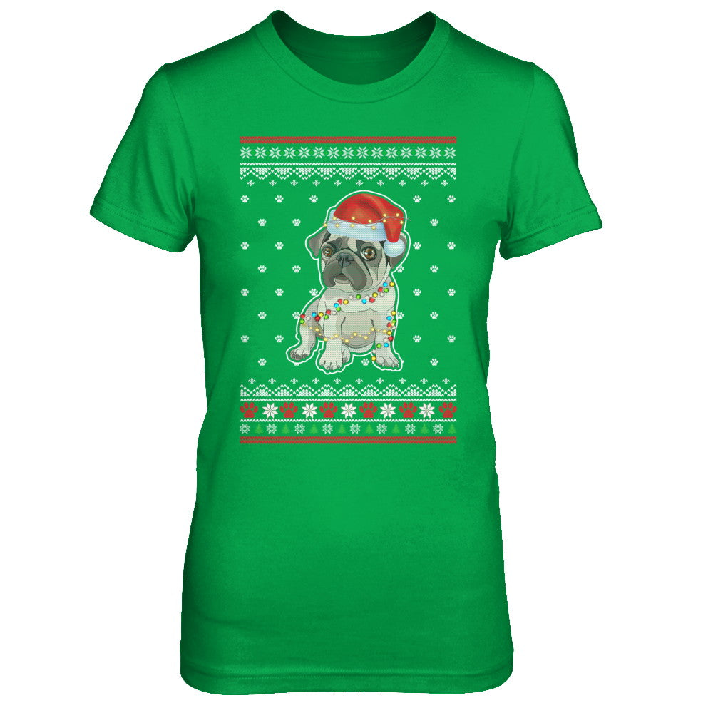 Pug Christmas Ugly Sweater Lights Dog Xmas Gift T-Shirt & Sweatshirt | Teecentury.com