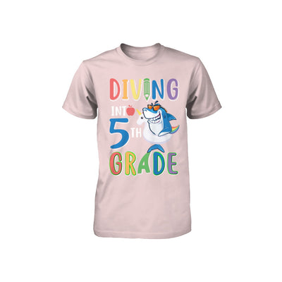 Diving Into 5th Grade Back To School Shark Youth Youth Shirt | Teecentury.com