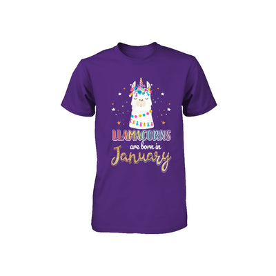 Llama Unicorn Llamacorns Born In January Birthday Gift Youth Youth Shirt | Teecentury.com