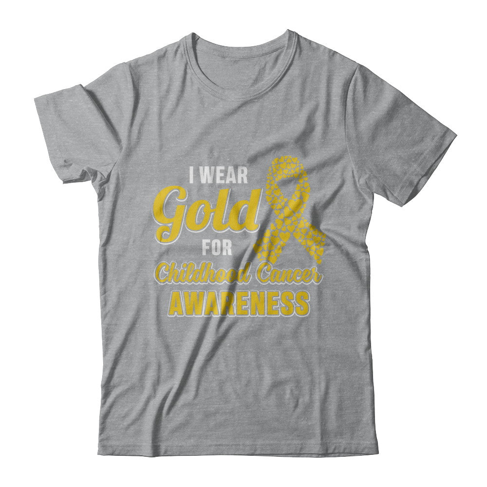Dad Mom I Wear Gold For Childhood Cancer Awareness T-Shirt & Hoodie | Teecentury.com