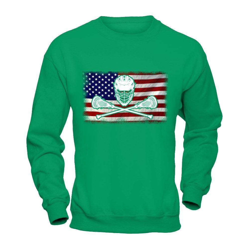 Lacrosse Helmet Crossed America Flag T-Shirt & Hoodie | Teecentury.com
