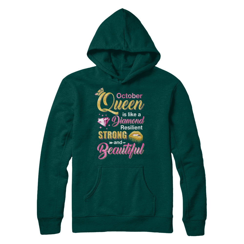 October Girls Queen Is Diamond Strong Beautiful T-Shirt & Hoodie | Teecentury.com