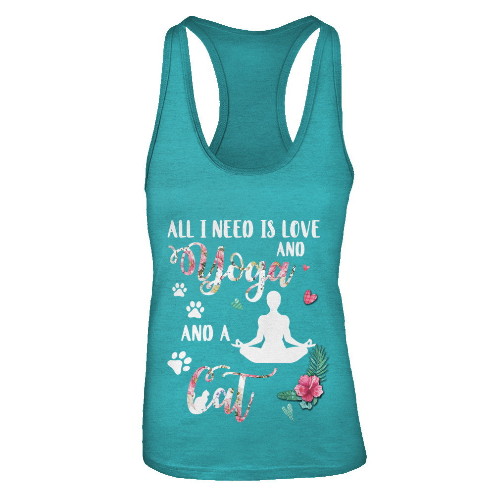All I Need Is Love And Yoga And A Cat T-Shirt & Tank Top | Teecentury.com