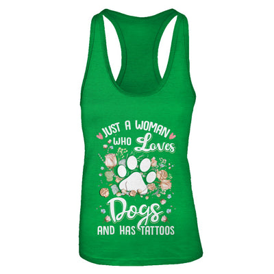 Just A Woman Who Loves Dogs And Have Tattoos T-Shirt & Tank Top | Teecentury.com