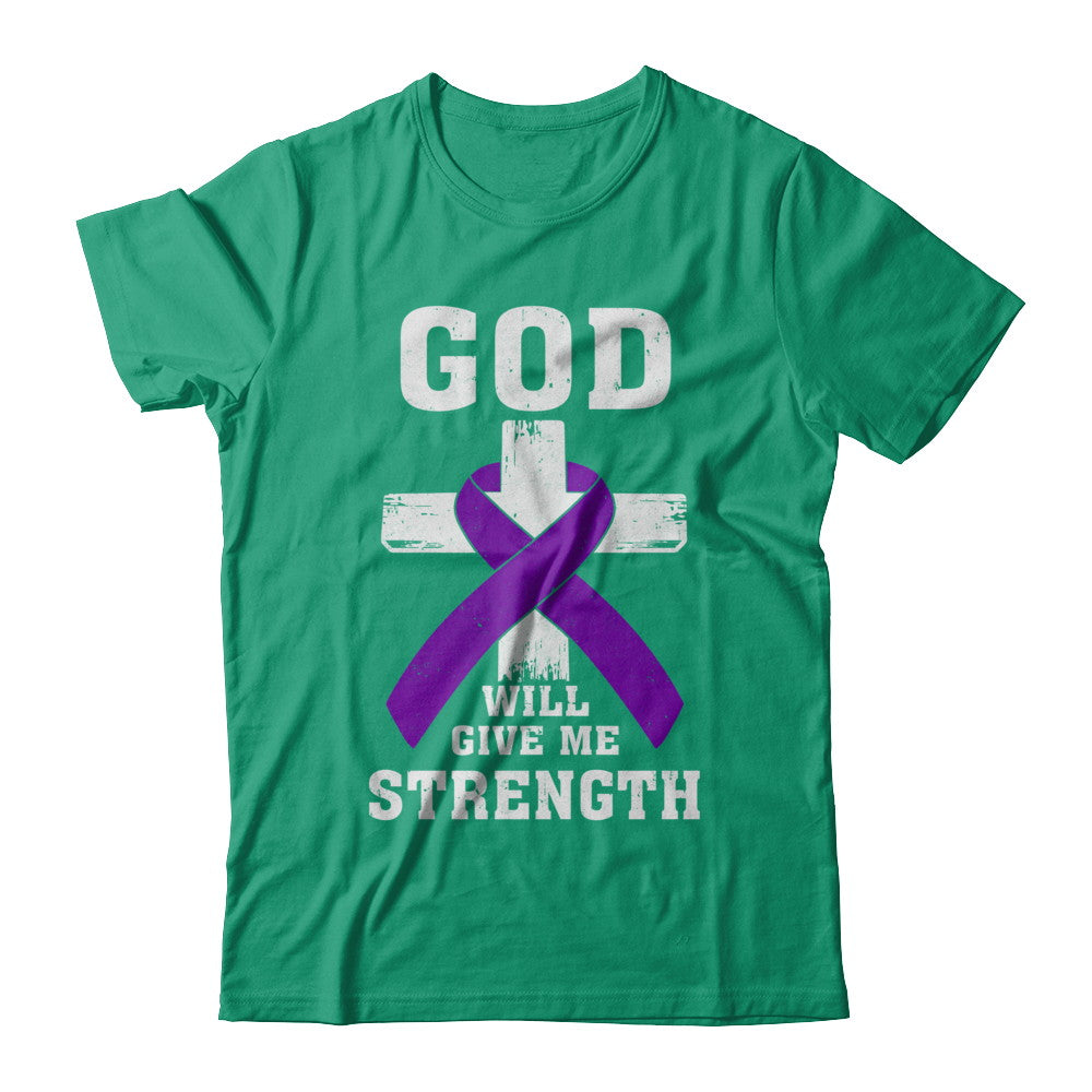 God Will Give Me Strength Purple Violet Awareness Ribbon Gift T-Shirt & Hoodie | Teecentury.com