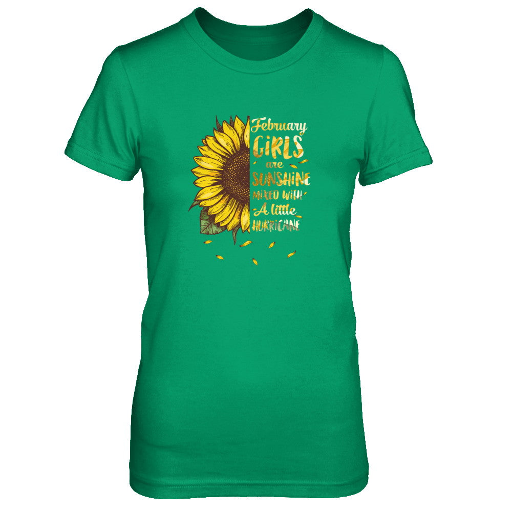 February Girls Are Sunshine Mixed With A Little Hurricane T-Shirt & Tank Top | Teecentury.com
