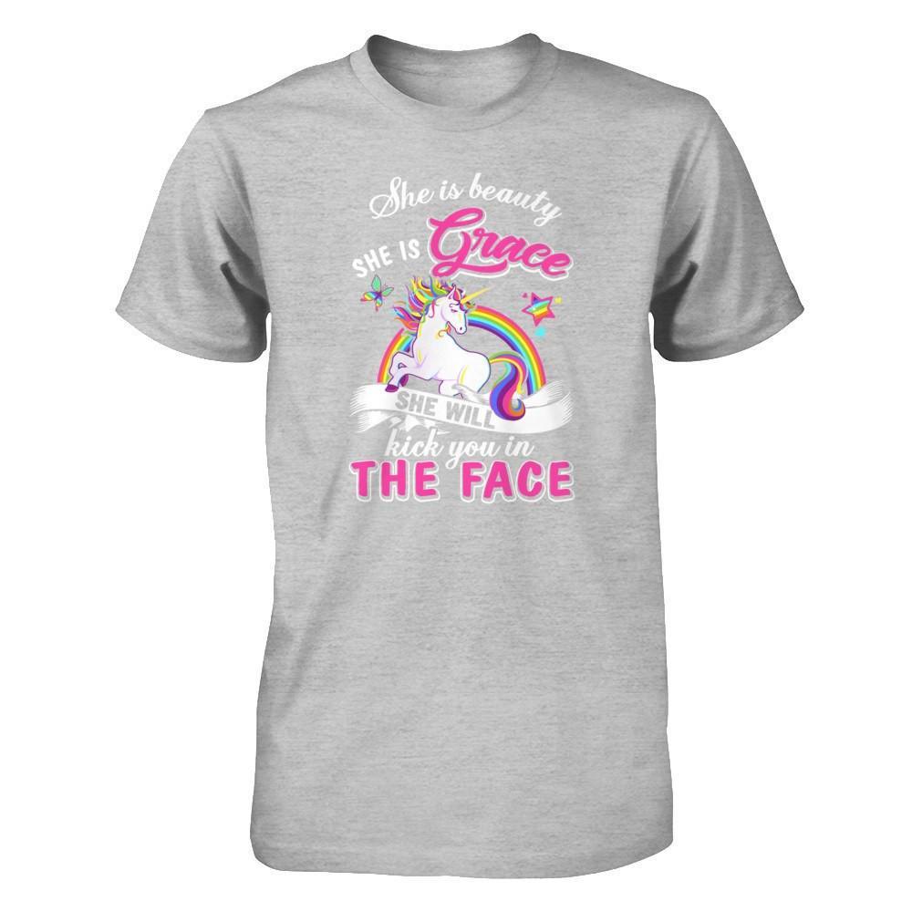 She Is Beauty She Is Grace She'll Kick You In The Face T-Shirt & Tank Top | Teecentury.com