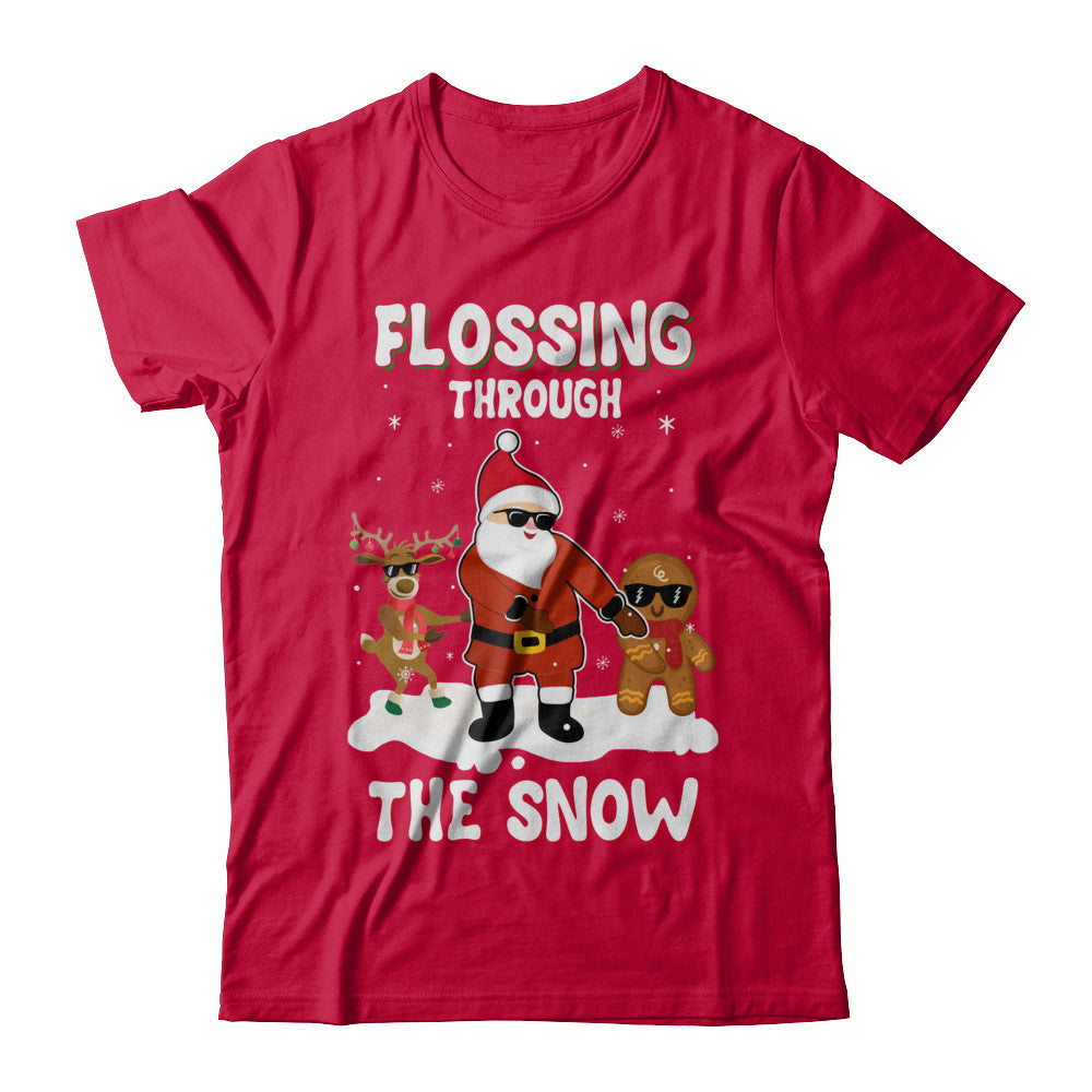 Flossing Through The Snow Santa Reindeer Gingerbread T-Shirt & Sweatshirt | Teecentury.com