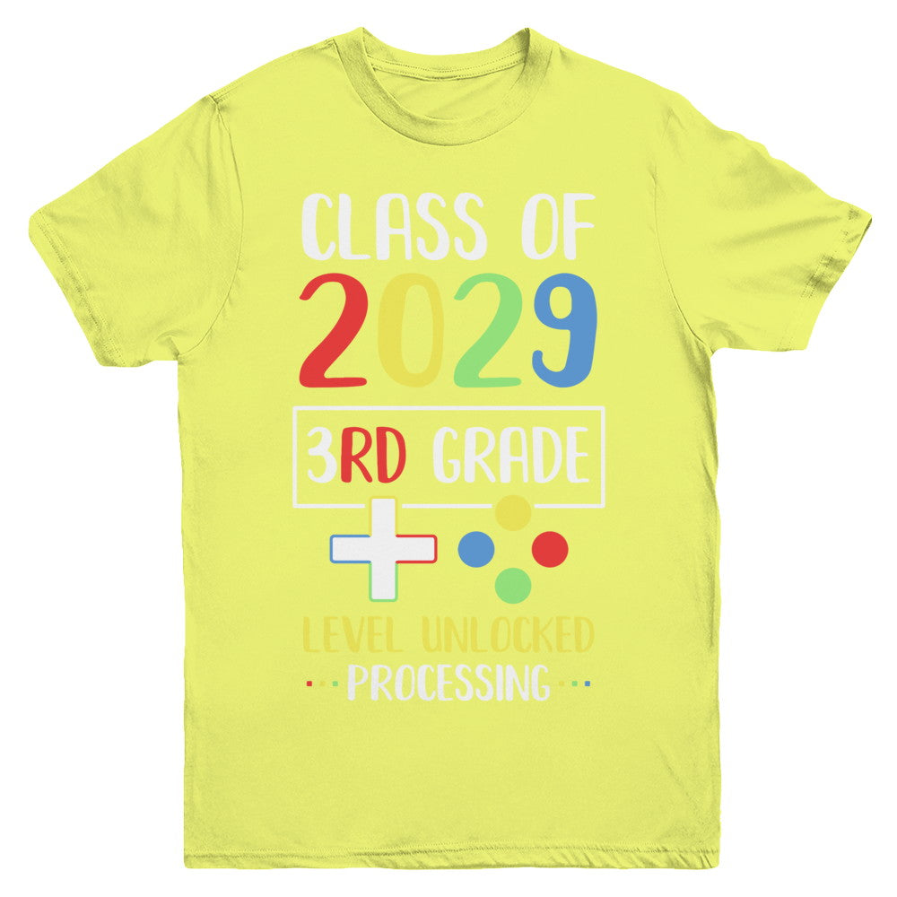Class Of 2029 3rd Grade Level Unlock Gaming Back Go School Youth Youth Shirt | Teecentury.com