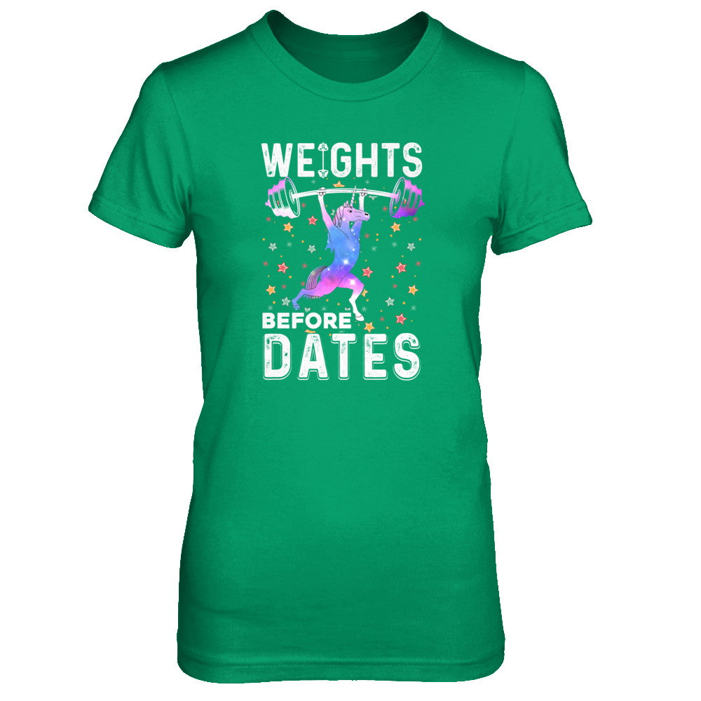 Weights Before Dates Unicorn Gym Weight Lifting T-Shirt & Tank Top | Teecentury.com