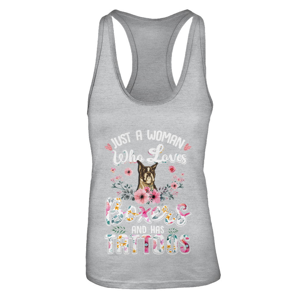 Just A Woman Who Loves Boxers And Has Tattoos T-Shirt & Tank Top | Teecentury.com