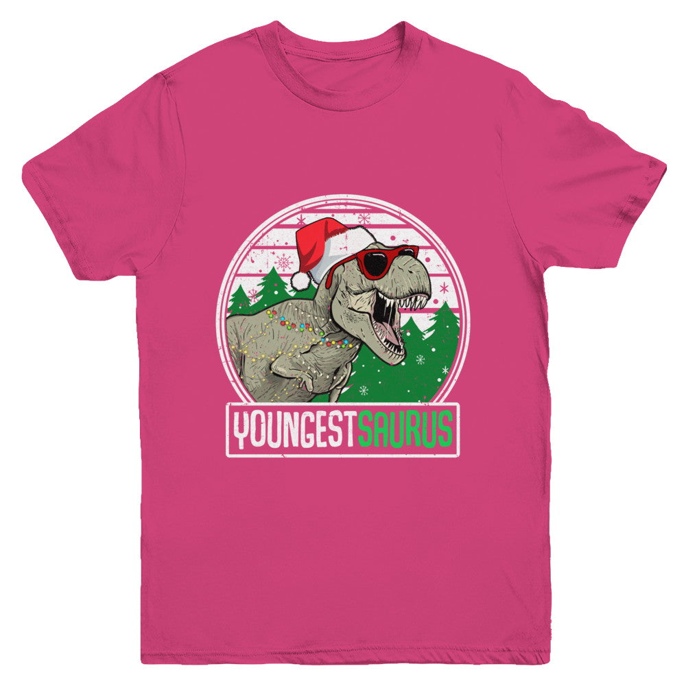 Youngestsaurus Youngest Dinosaur T-Rex Family Christmas Youth Youth Shirt | Teecentury.com