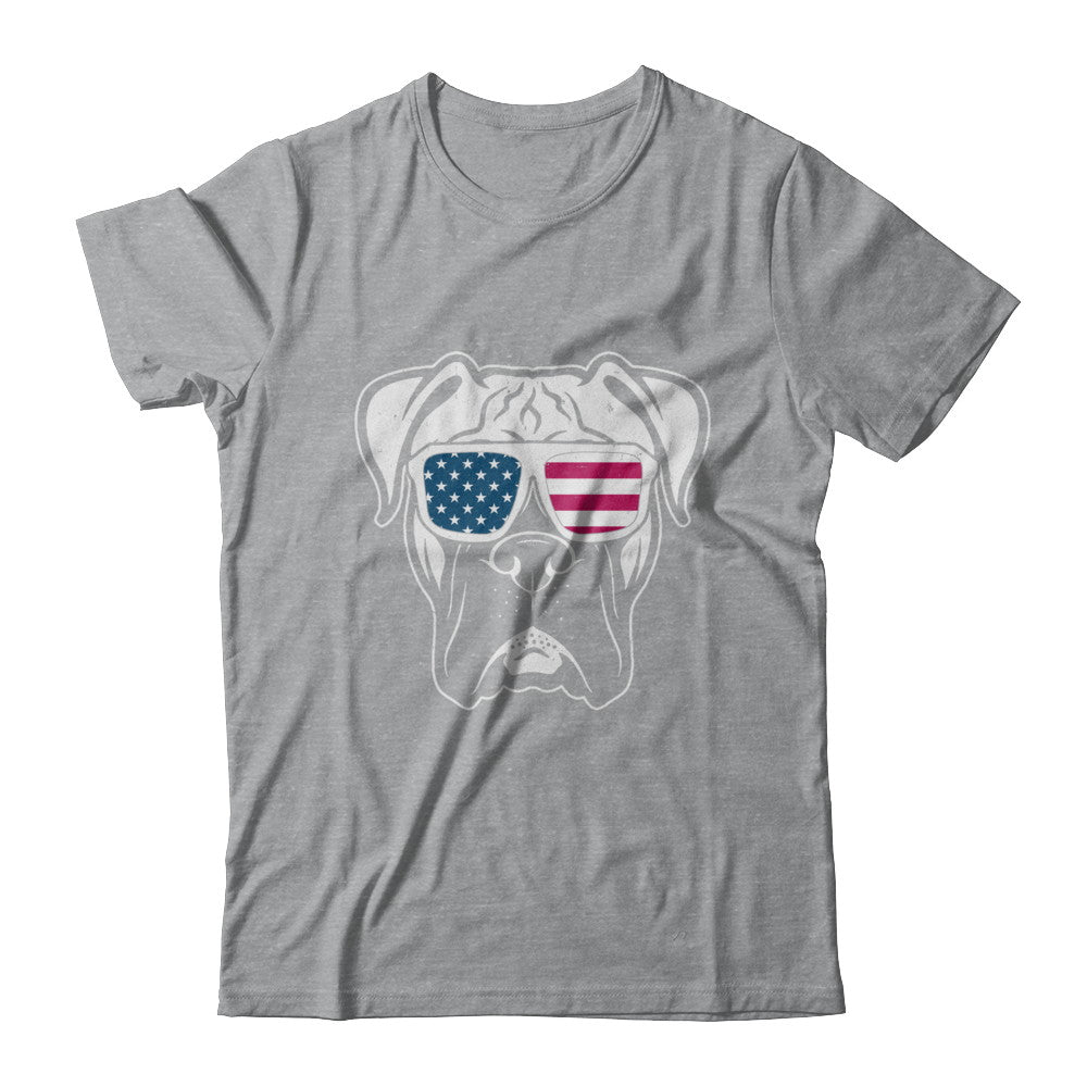 Boxer Dog American Flag Glasses 4Th Of July T-Shirt & Hoodie | Teecentury.com