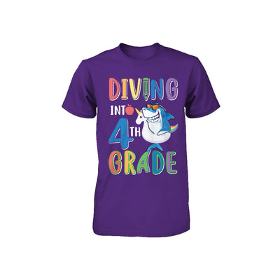 Diving Into 4th Grade Back To School Shark Youth Youth Shirt | Teecentury.com