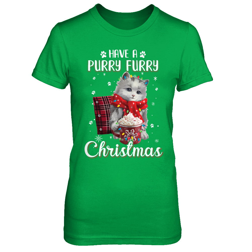Have A Purry Furry Christmas Funny Holiday Xmas Cat T-Shirt & Sweatshirt | Teecentury.com