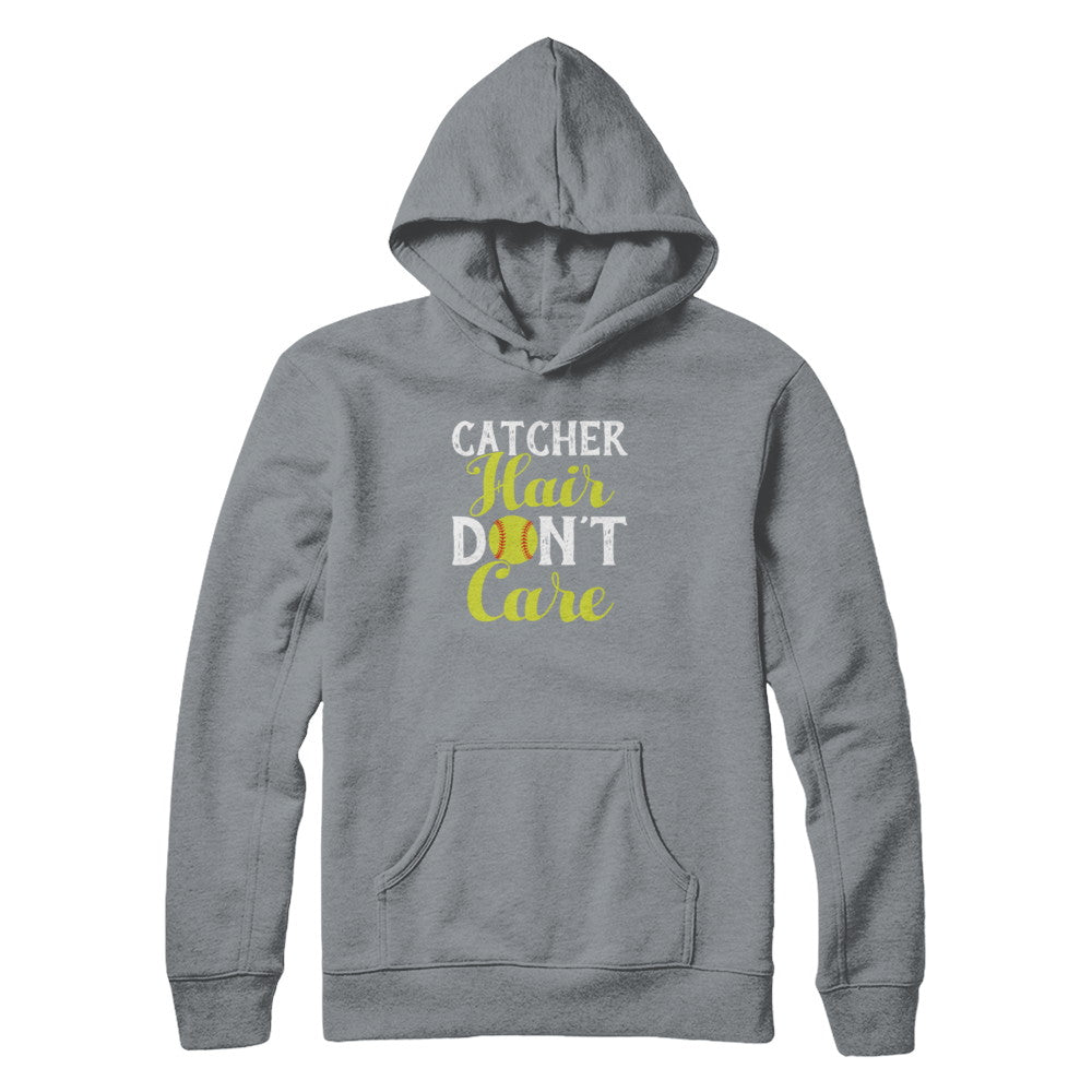 Catcher Hair Don't Care Softball T-Shirt & Tank Top | Teecentury.com