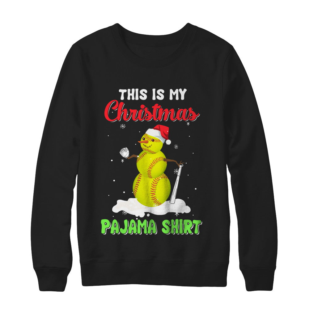 This Is My Christmas Pajama Xmas Snowman Softball T-Shirt & Sweatshirt | Teecentury.com