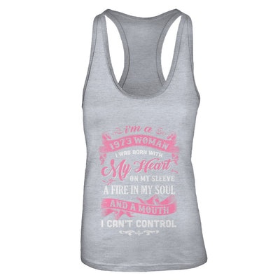 Vintage 1973 Woman 49 Birthday I Was Born With My Heart T-Shirt & Tank Top | Teecentury.com