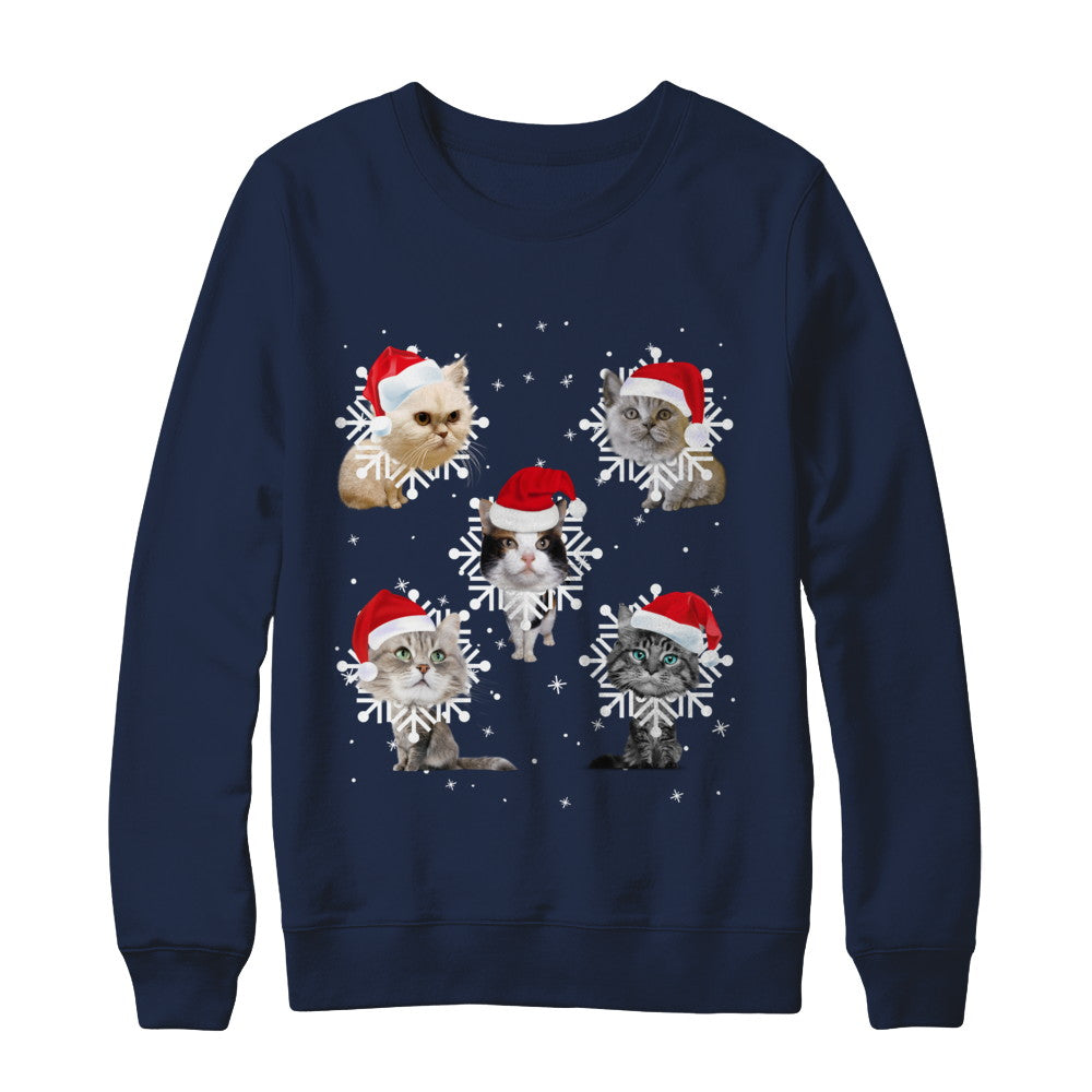 Cute Cat's Christmas Snowflakes Cat Claus T-Shirt & Sweatshirt | Teecentury.com