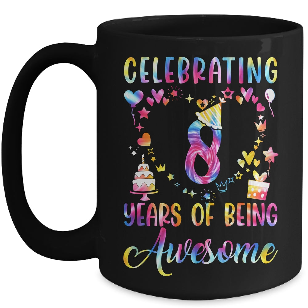 8 Years Of Being Awesome 8 Years Old 8th Birthday Tie Dye Mug | teecentury