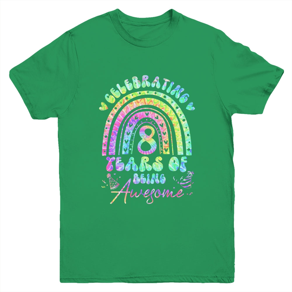 8 Years Of Being Awesome 8th Birthday Girl Tie Dye Youth Shirt | teecentury