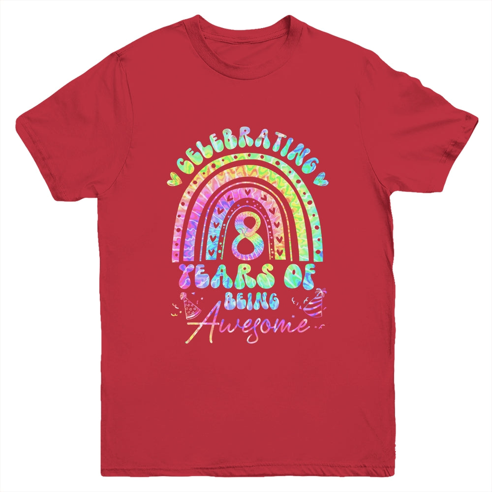 8 Years Of Being Awesome 8th Birthday Girl Tie Dye Youth Shirt | teecentury